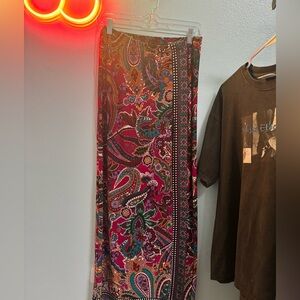 Women's Bohemian Paisley Maxi Skirt - Magenta Multi
